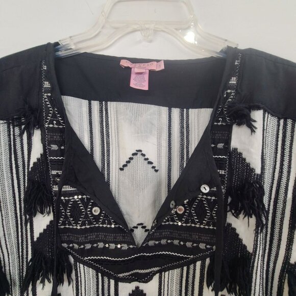 *Calypso St. Barth Women's Boho embroided Poncho Pullover Top Black  White  Smal - Picture 4 of 12